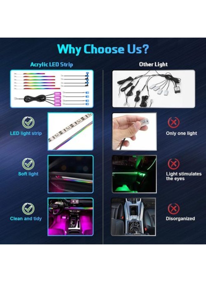 Dreamcolor Acrylic Interior Car Lights, Car Accessories 18 in 1 Car LED Strip Lights with APP Control and 213 Modes, 175 inches 593 LEDs Fiber Optic Lights, RGB Neon Car Lighting - Image 2